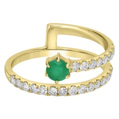 GEMISTRY Haley 14k Gold Natural Emerald/White Topaz Ring Size 6