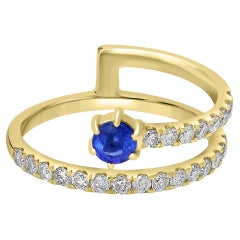 GEMISTRY Haley 14k Gold Natural Tanzanite/White Topaz Bypass Ring Size 7