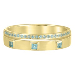 Gemistry Lyla 14k Gold Natural Blue Topaz Double Band Stackable Ring Size 7