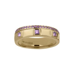Gemistry Lyla 14k Gold Natural Amethyst Double Band Stackable Ring Size 8