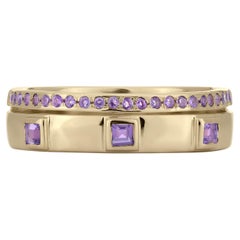 Gemistry Lyla 14k Gold Natural Amethyst Double Band Stackable Ring Size 8
