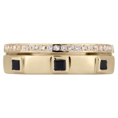 Gemistry Lyla 14k Gold Natural Onyx and White Topaz Double Band Ring Size 9