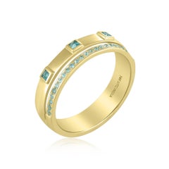 Gemistry Lyla 14k Gold Natural Blue Topaz Double Band Stackable Ring Size 7