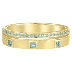 Gemistry Lyla 14k Gold Natural Blue Topaz Double Band Stackable Ring Size 7