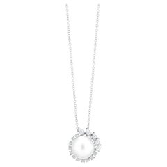 Collier pendentif Gemistry en or blanc 18 carats avec perles des mers du Sud et diamants