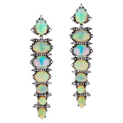 Gemistry Victorian 11.64 Ct. T.W. Diamond and Ethiopian Opal Drop Earrings