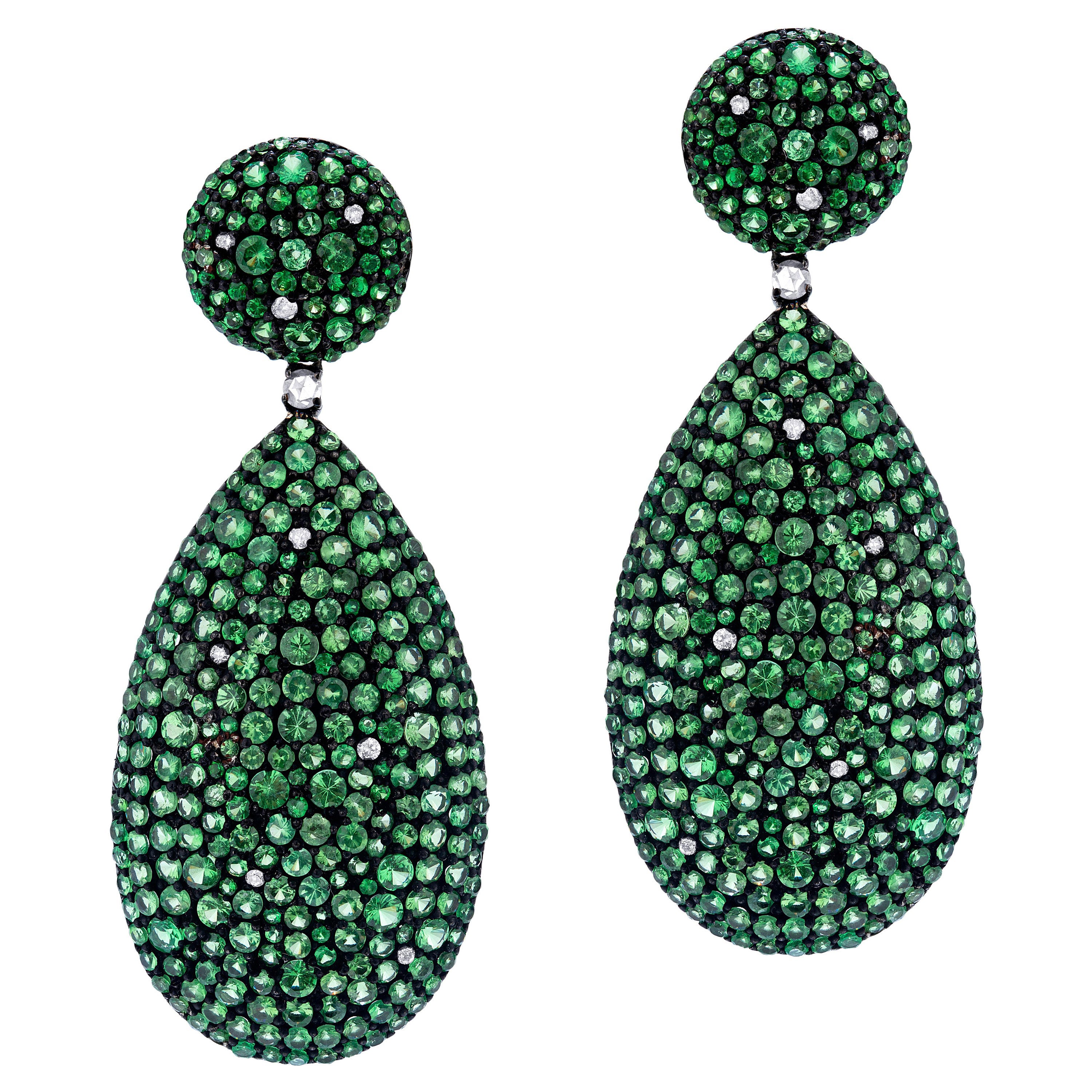 Gemistry Victorian 17.95cttw Tsavorite and Diamond Drop Earrings