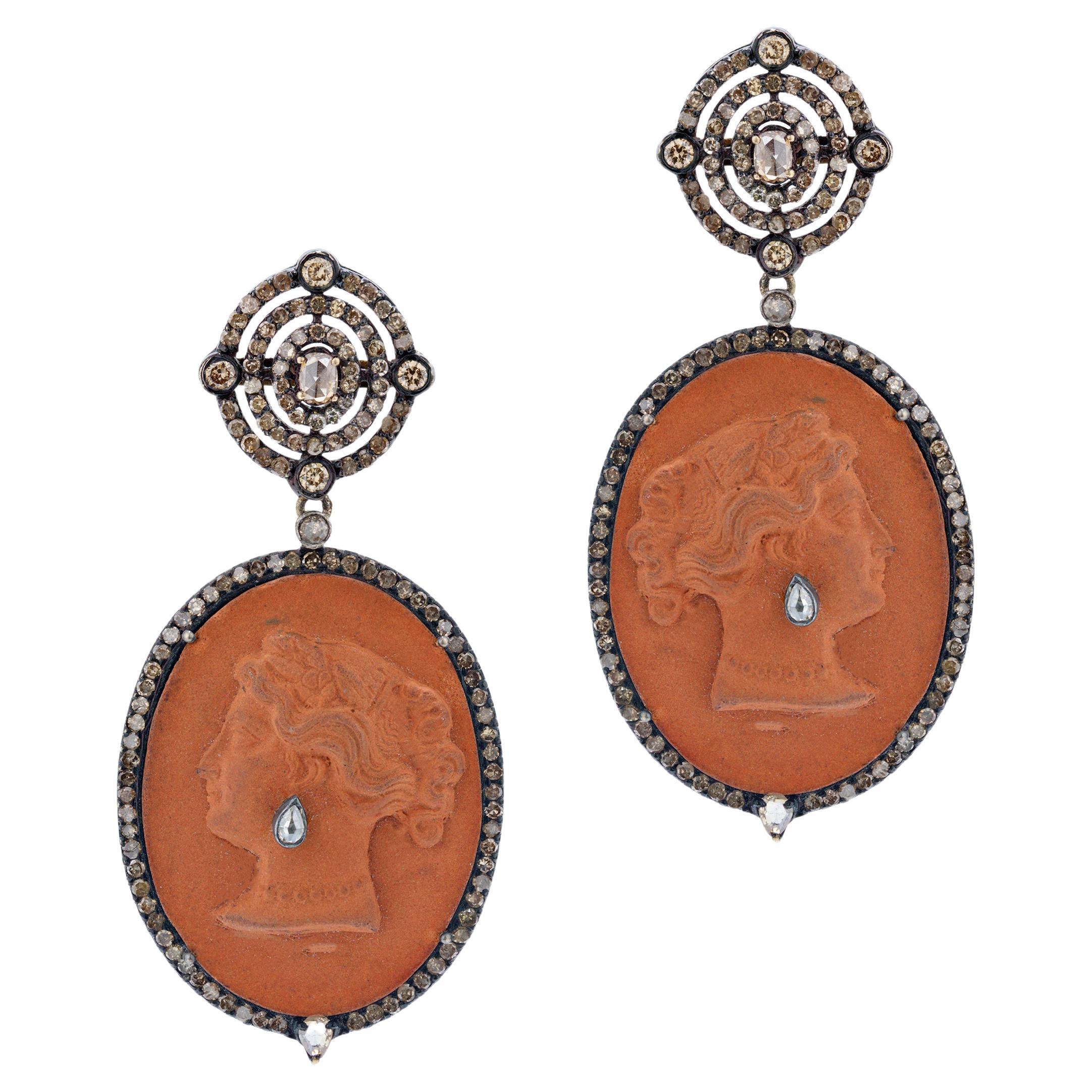 Gemistry Victorian 3.25 Carat T.W. Brown Diamond Drop Earrings