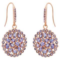 Gemistry Victorian 6.22cttw, Tanzanite Floral Chandelier Drop Earring in Silver