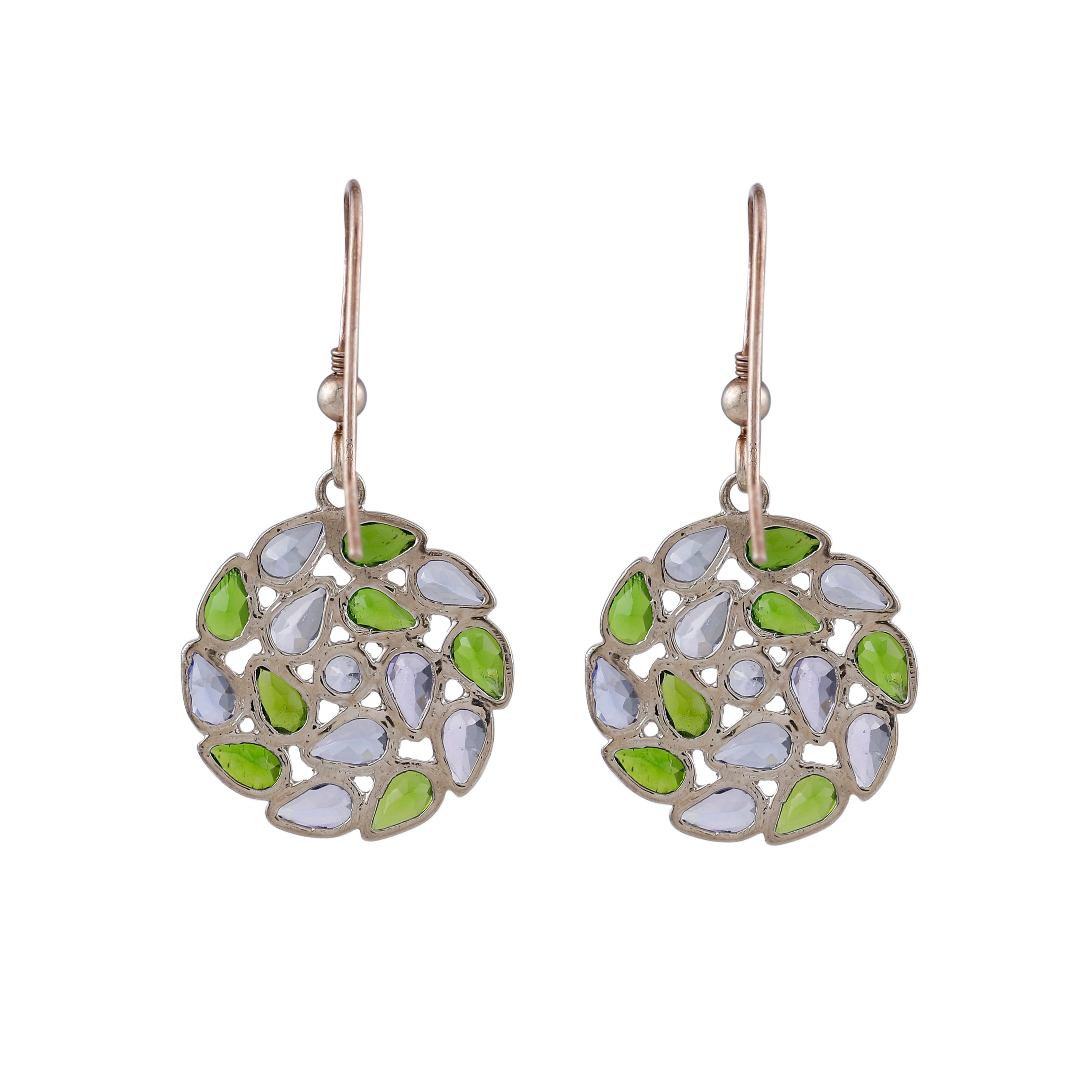 Vittoriano Orecchino vittoriano di rutilo e diopside di cromo di 6,5cttw in argento Sterling in vendita