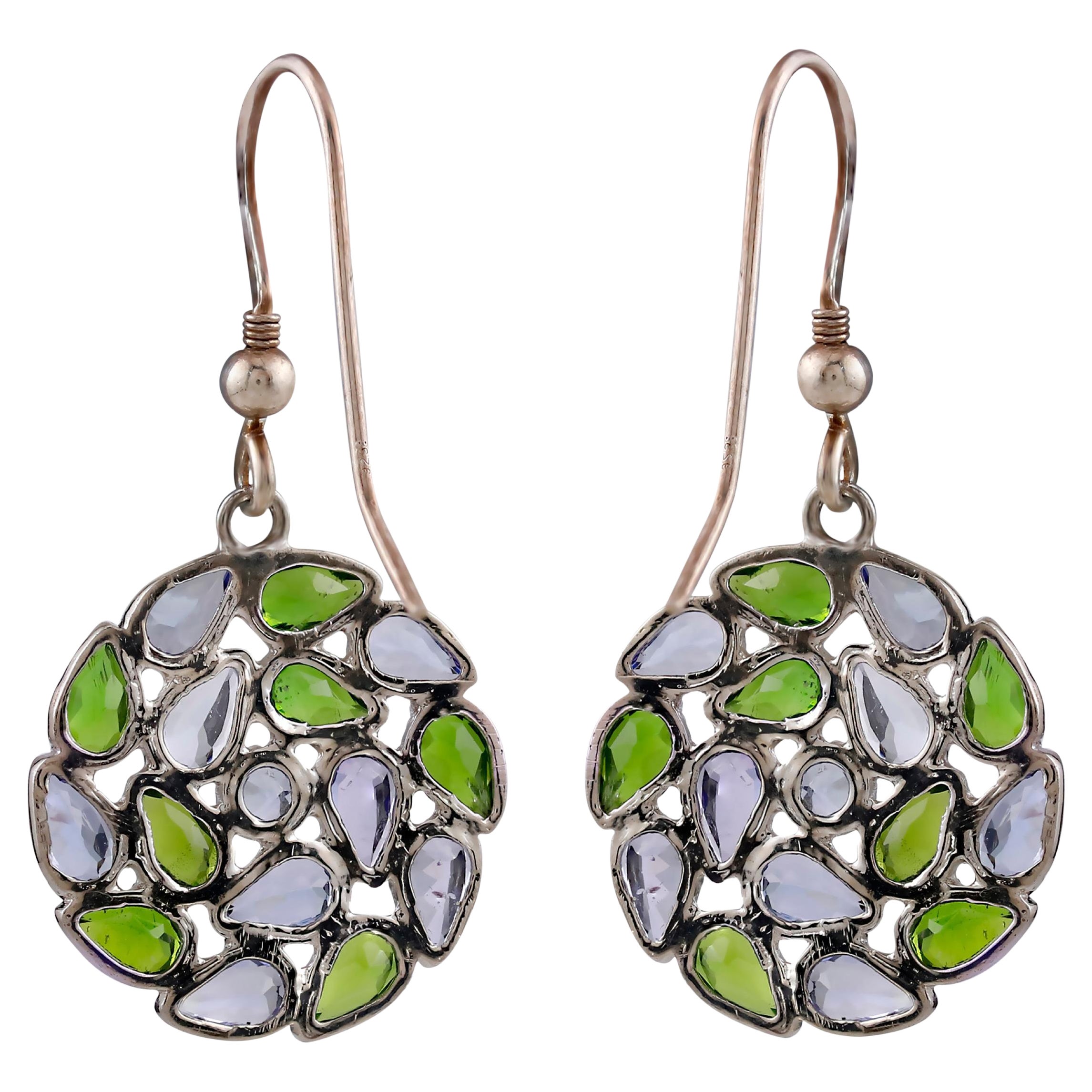 Gemistry Victorian 6.5cttw Rutile & Chrome Diopside Earring in Sterling Silver For Sale