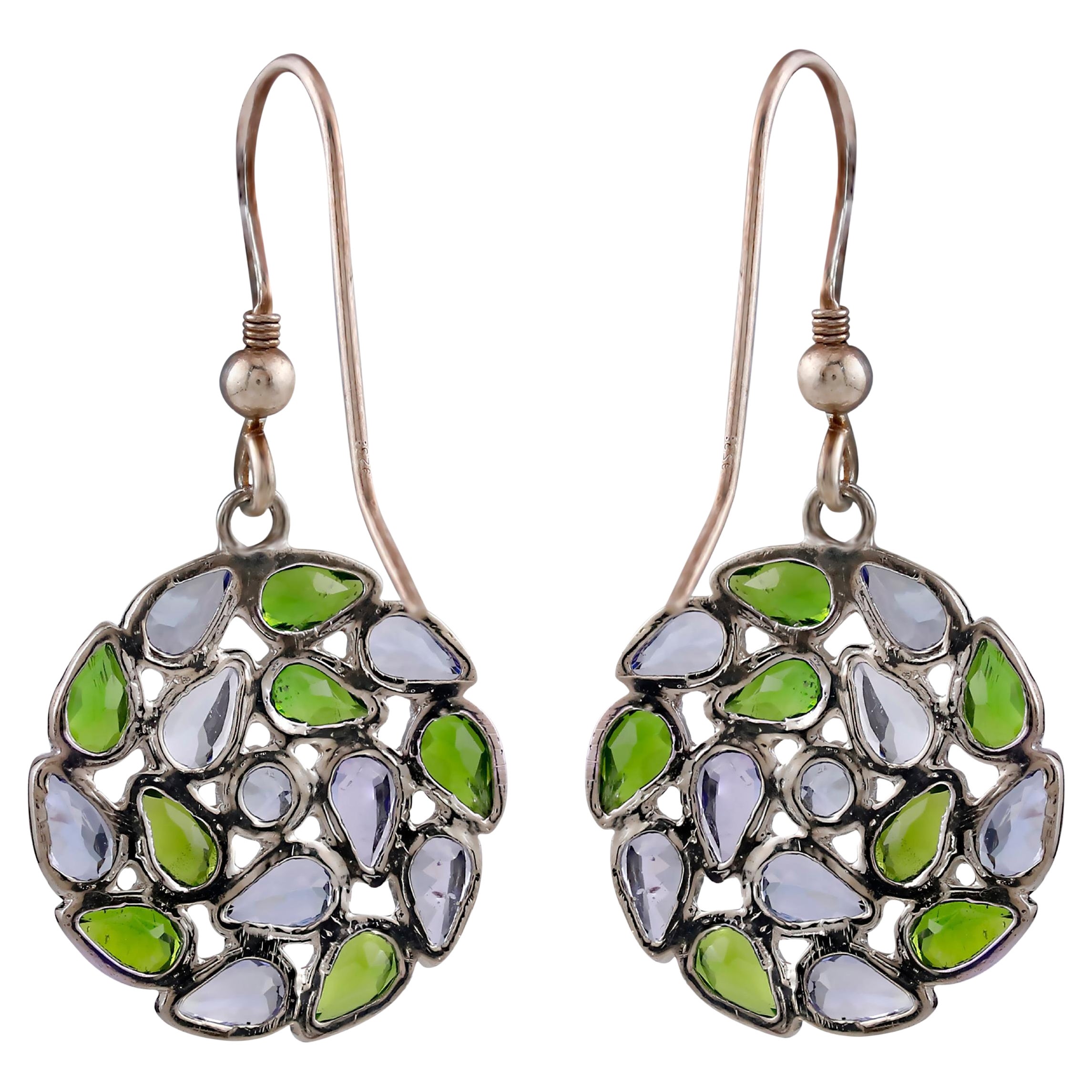 Gemistry Victorian 6.5cttw Rutile & Chrome Diopside Earring in Sterling Silver