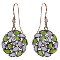 Gemistry Victorian 6.5cttw Rutile & Chrome Diopside Earring in Sterling Silver