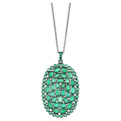 Gemistry Victorian 7.5 Cttw.  Emerald Pendant Necklace in Sterling Silver