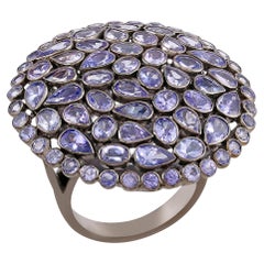 Gemistry Victorian 8.9cttw Tanzanite Cluster Ring in 925 Sterling Silver