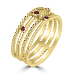 GEMISTRY Waverly 14k Gold Natural Ruby 4 Row Stackable Ring Size 7