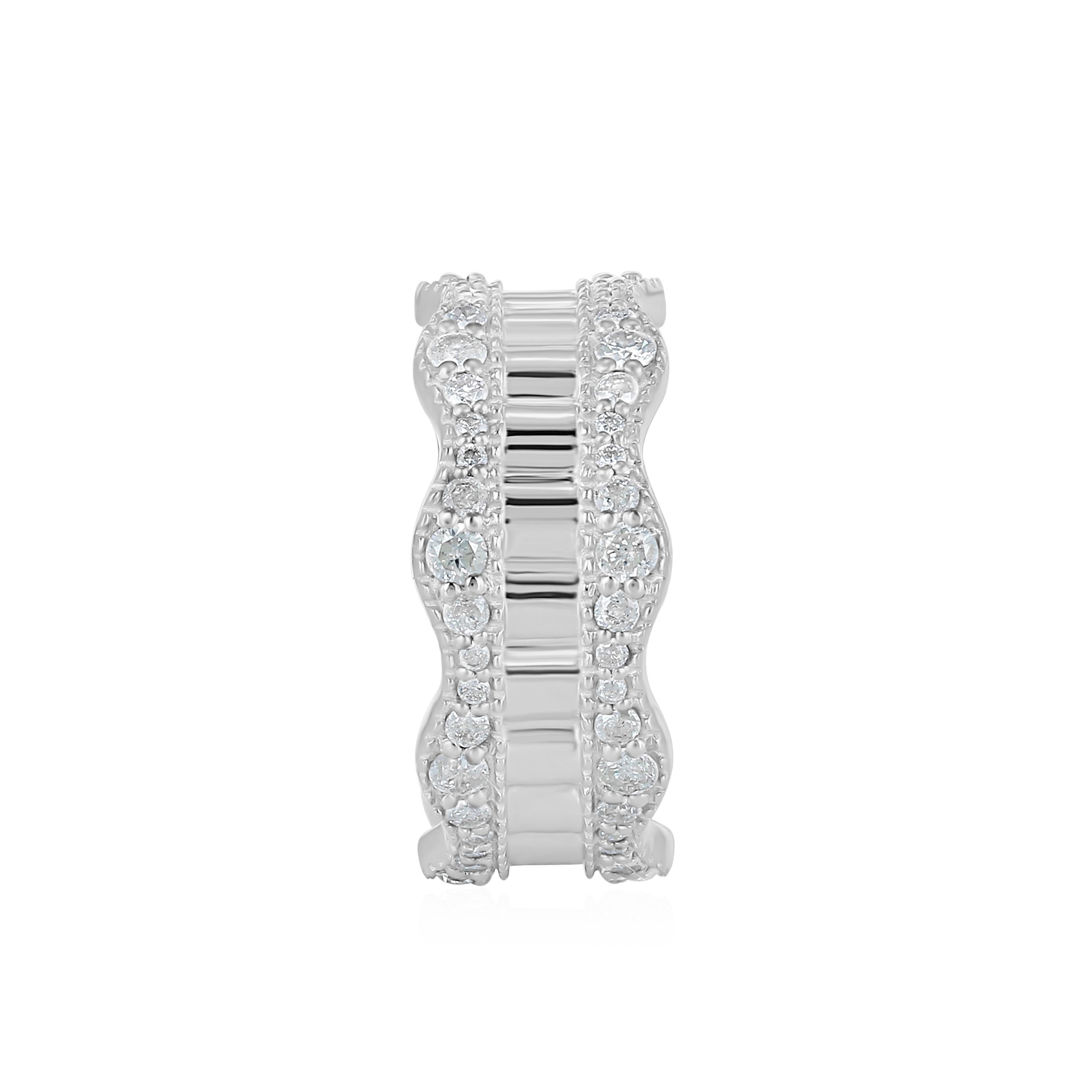 Contemporary Gemisty 1.22cttw. Diamond Eternity Band Ring in 925 Sterling Silver For Sale
