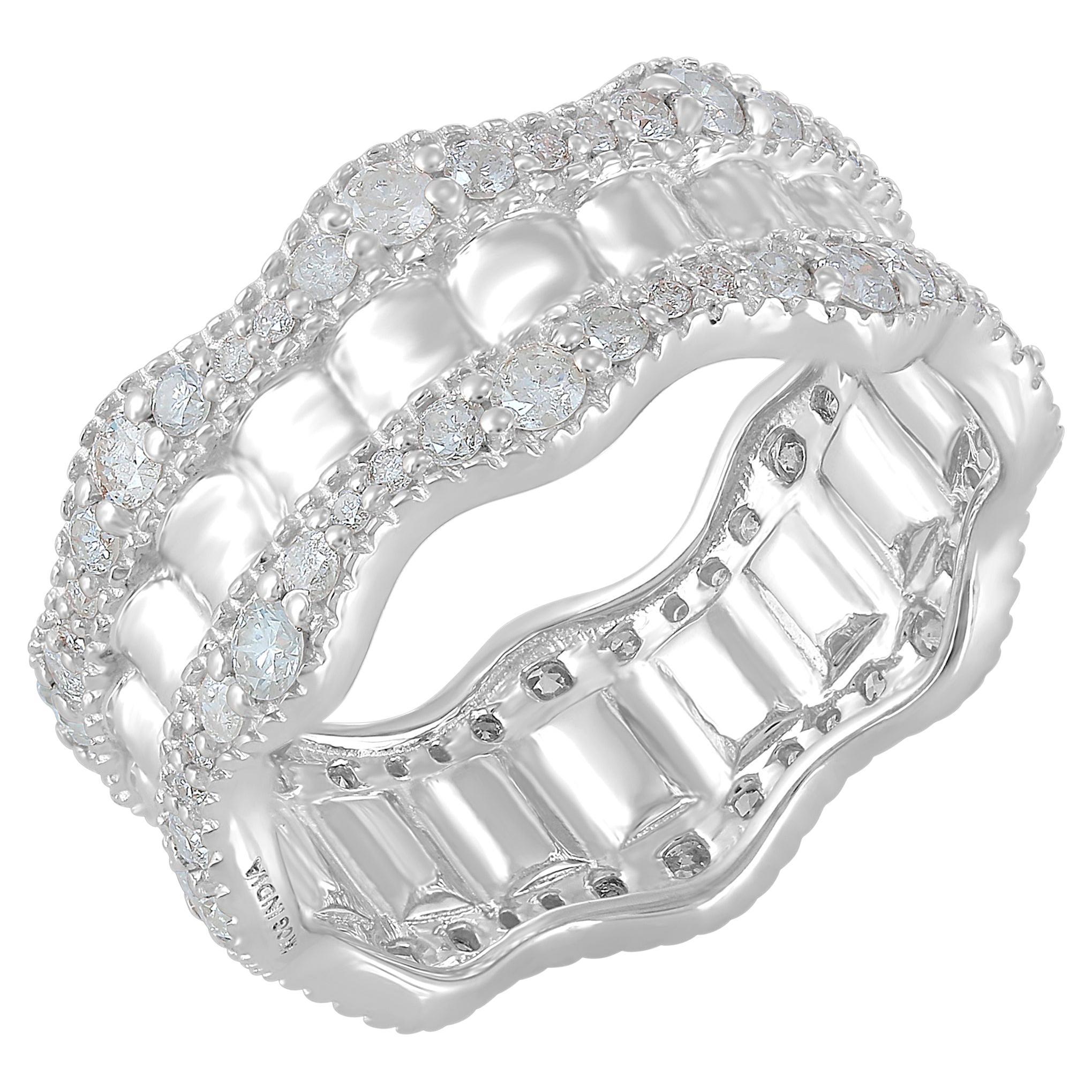 Gemisty 1.22cttw. Diamond Eternity Band Ring in 925 Sterling Silver For Sale