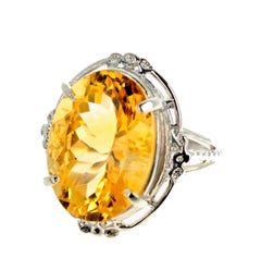 AJD Gorgeous 11.52 Ct. Brilliant Glittering Natural Yellow Goldy Citrine Ring