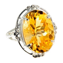 Wunderschöne 11,52 Karat. Glitzernder natürlicher Gelbgold Citrin-Ring mit Brillanten
