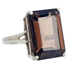 emerald cut smoky topaz ring Gemjunky 12.5 Rectangular Cushion Cut Smoky Quartz Sterling Silver Ring