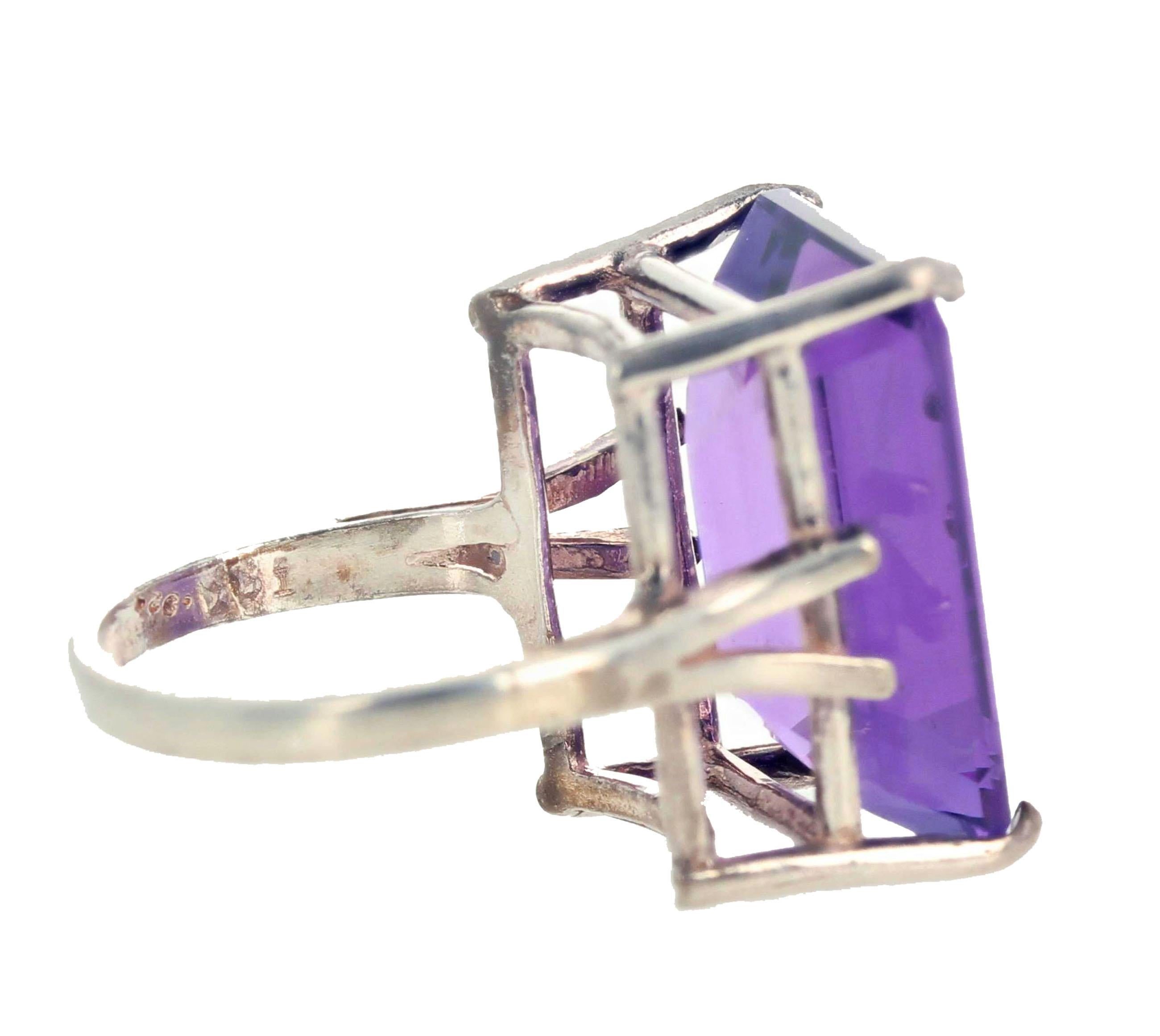 Gemjunky 12.6 Carat Dazzling Purple Pink Solitaire Amethyst Silver Cocktail Ring 1