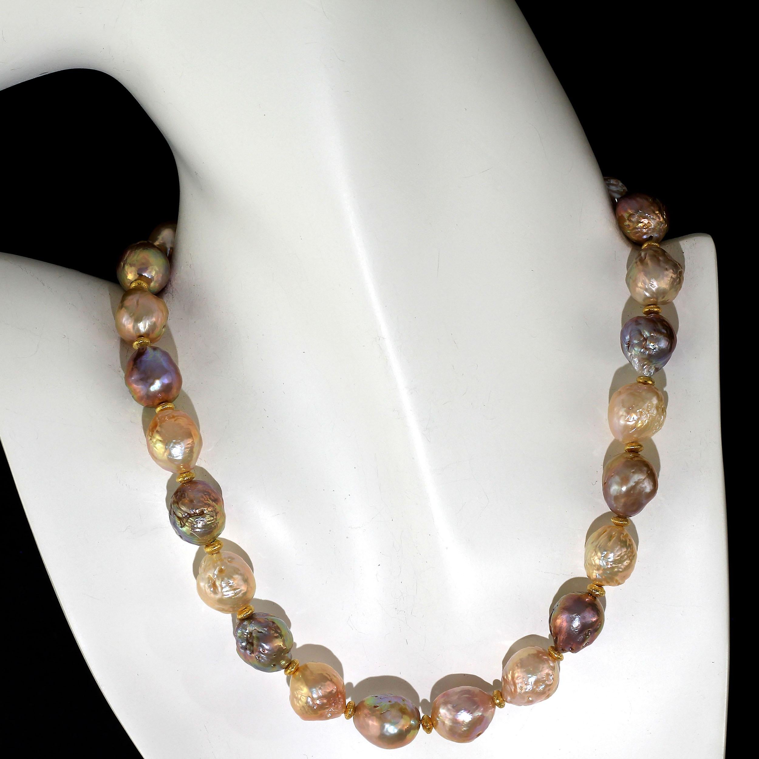 Artisan Gemjunky Choker Necklace of Natural Color Multi Tone Baroque Pearls