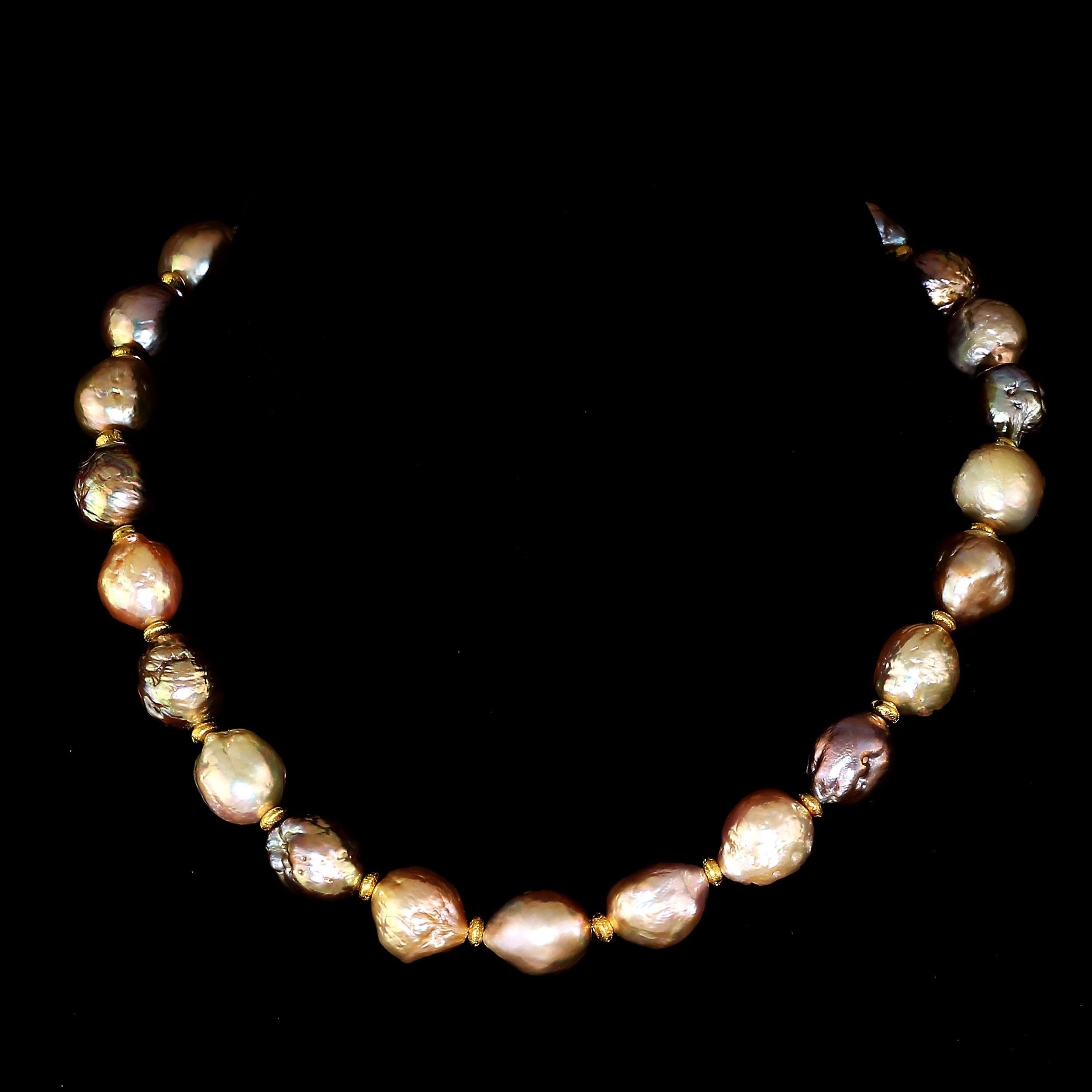 Bead Gemjunky Choker Necklace of Natural Color Multi Tone Baroque Pearls