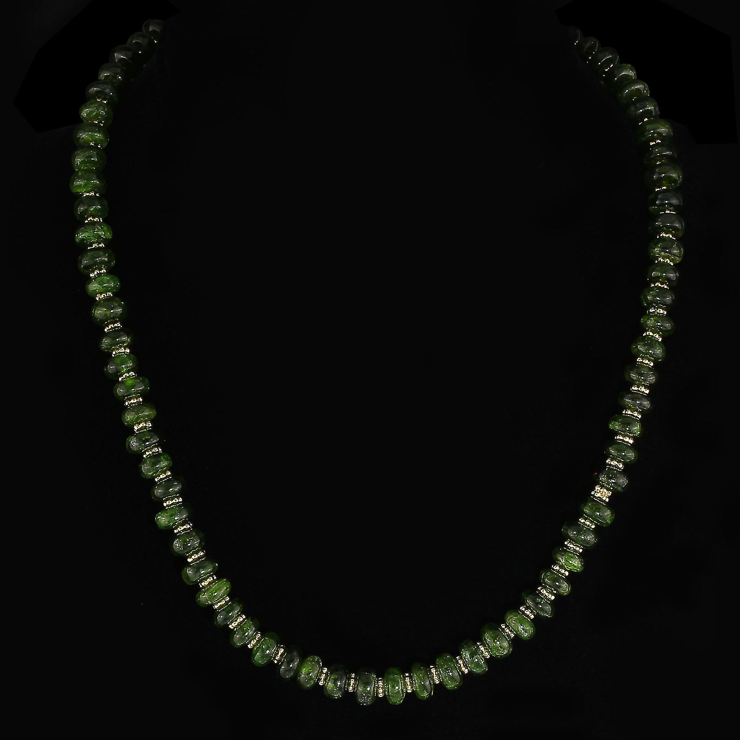 Artisan Gemjunky Sparkling Chrome Diopside Necklace with Goldy Accents