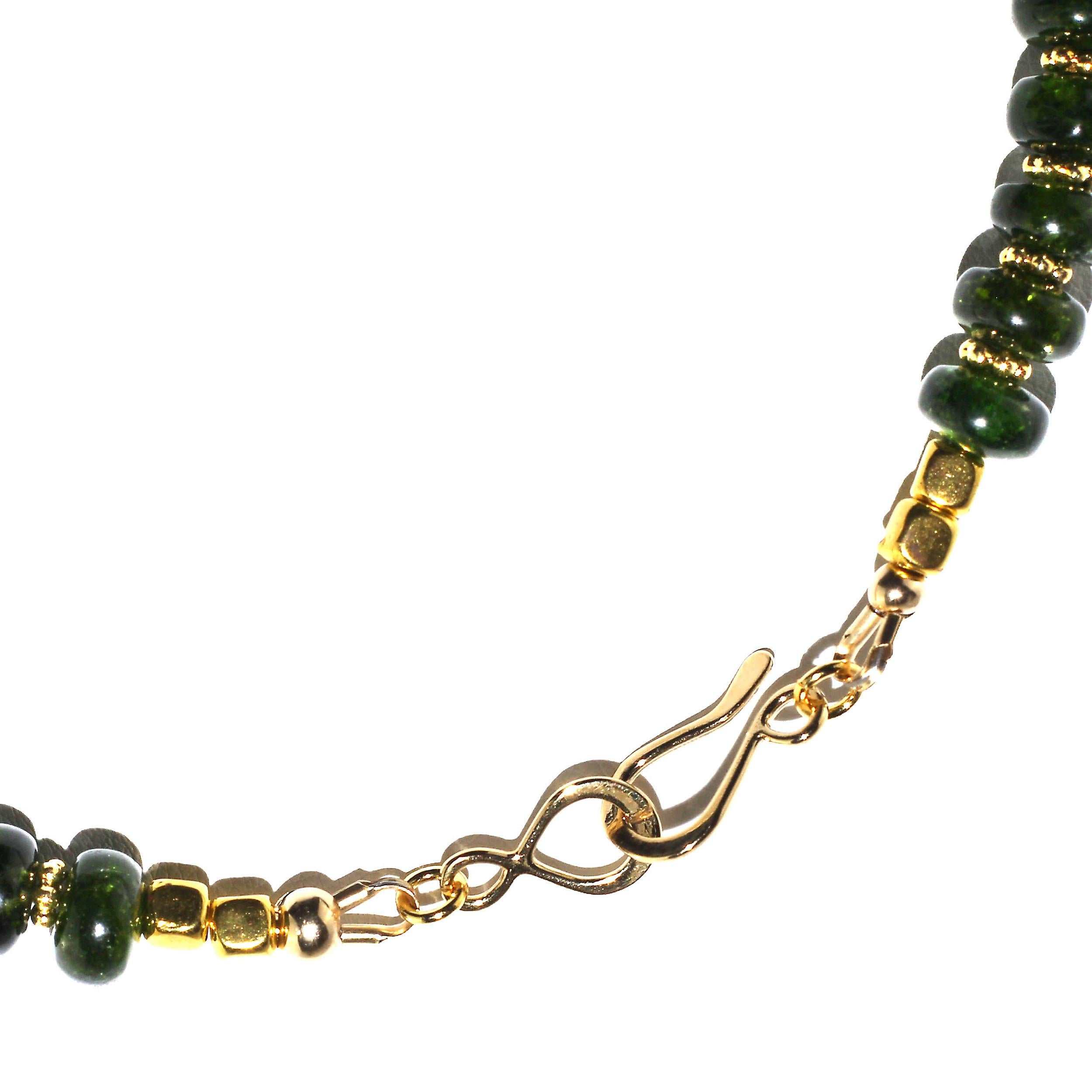 Bead Gemjunky Sparkling Chrome Diopside Necklace with Goldy Accents