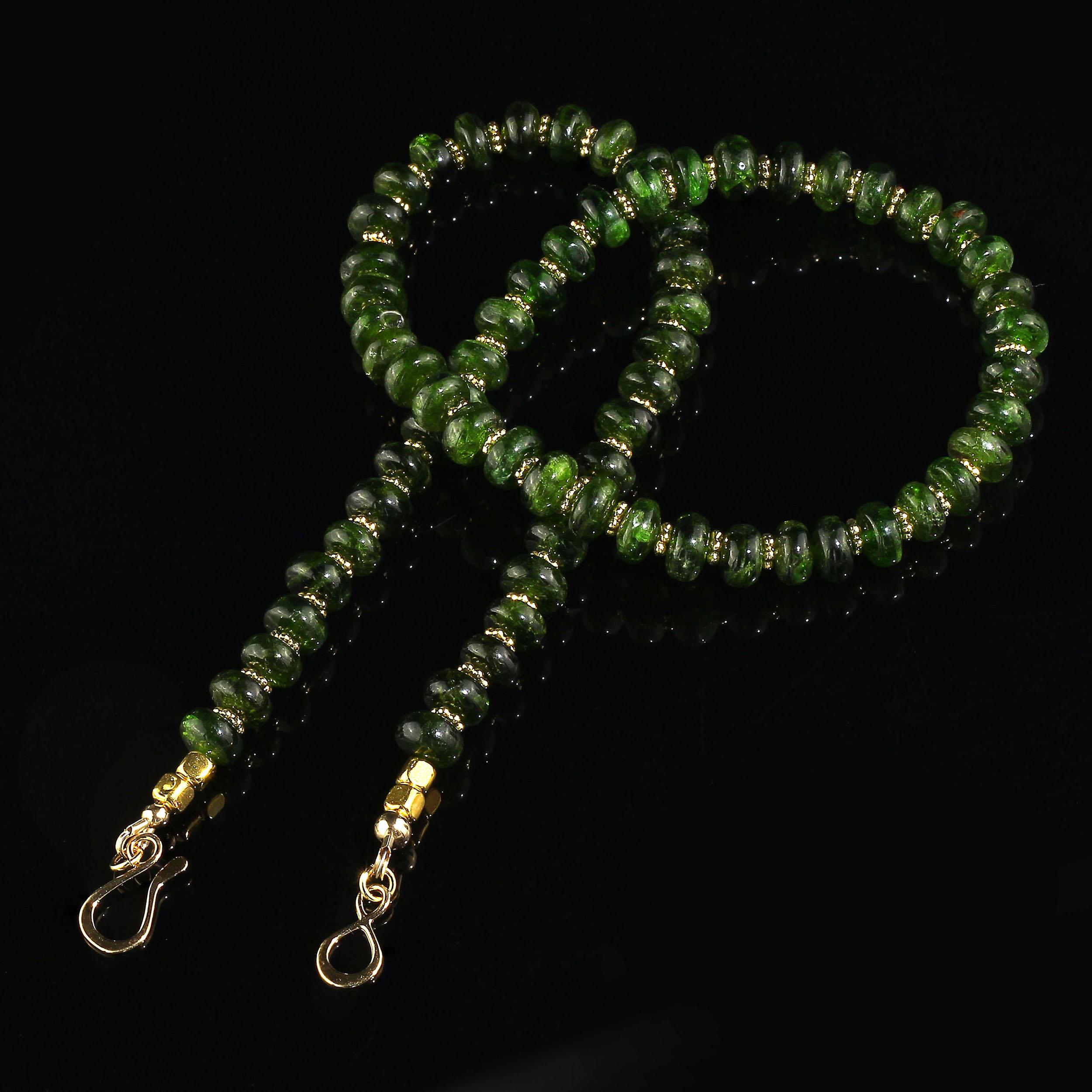 Women's or Men's Gemjunky Sparkling Chrome Diopside Necklace with Goldy Accents
