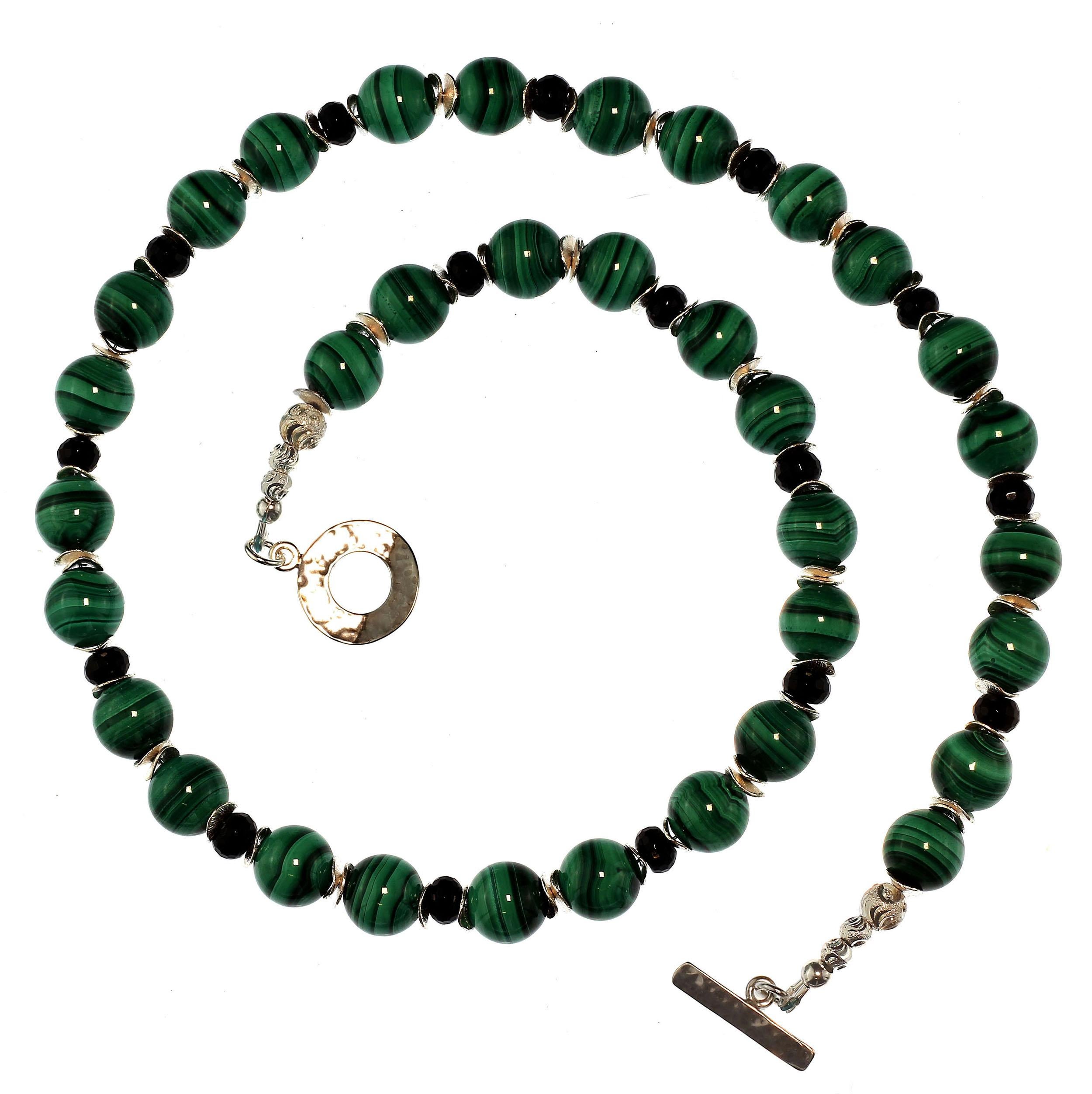 Malachite and Black Onyx necklace with Silver Accents 2