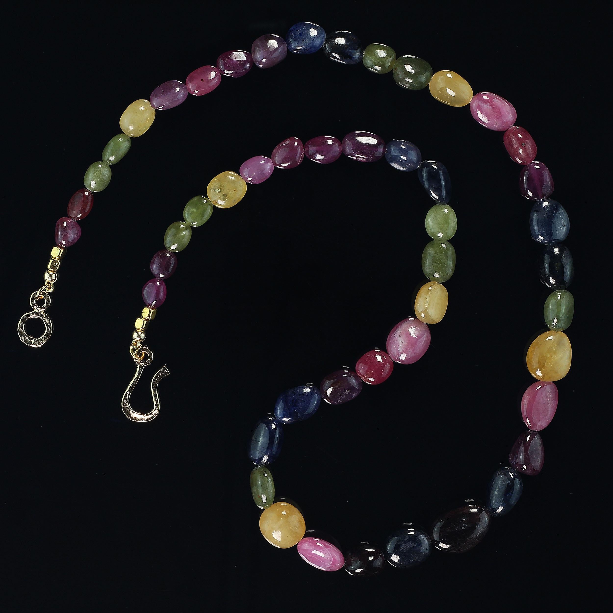Artisan AJD Multi Color Sapphire Ovals Necklace For Sale