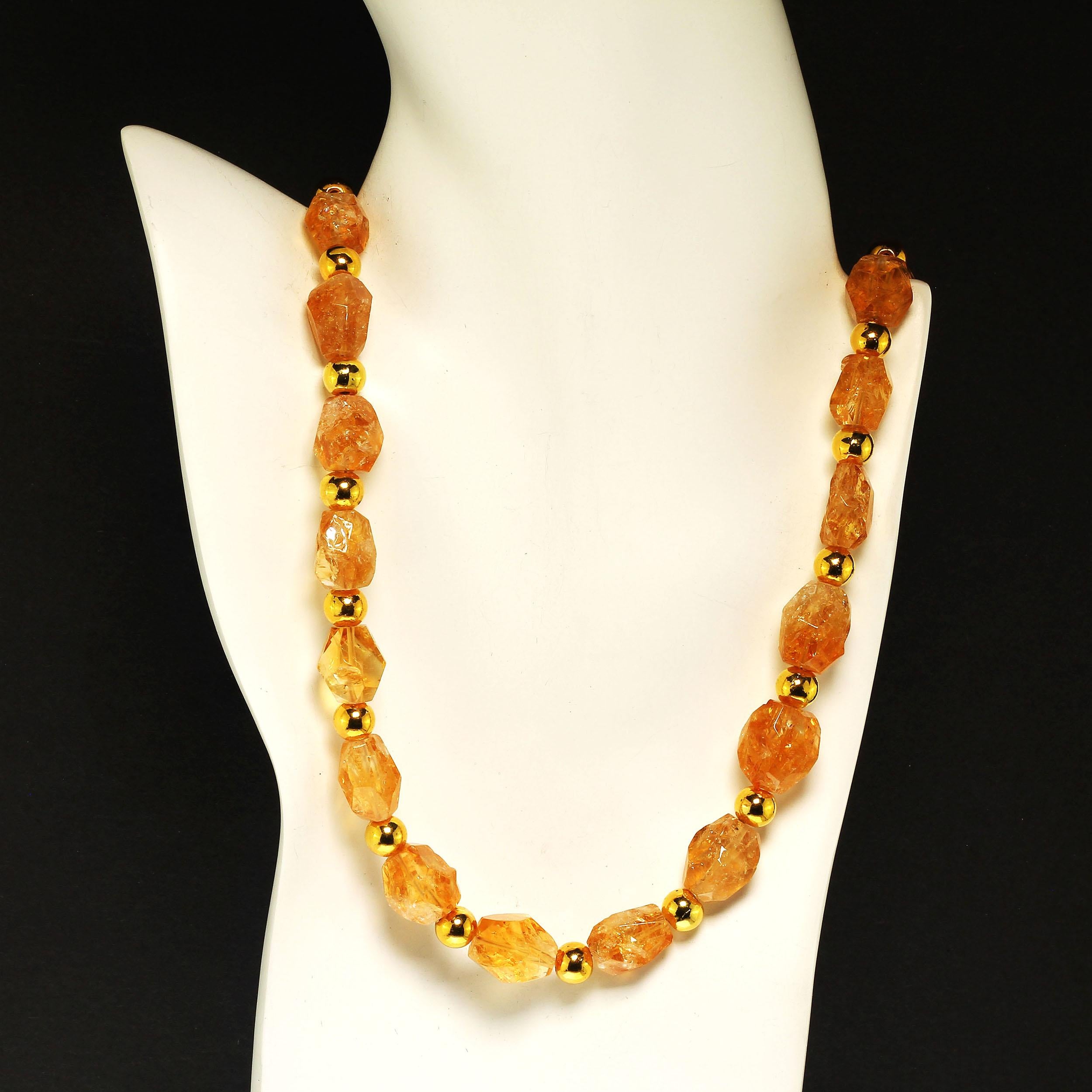 Artisan AJD 26 Inch Sparkling Chunky Citrine Nuggets with Goldy Accents Necklace