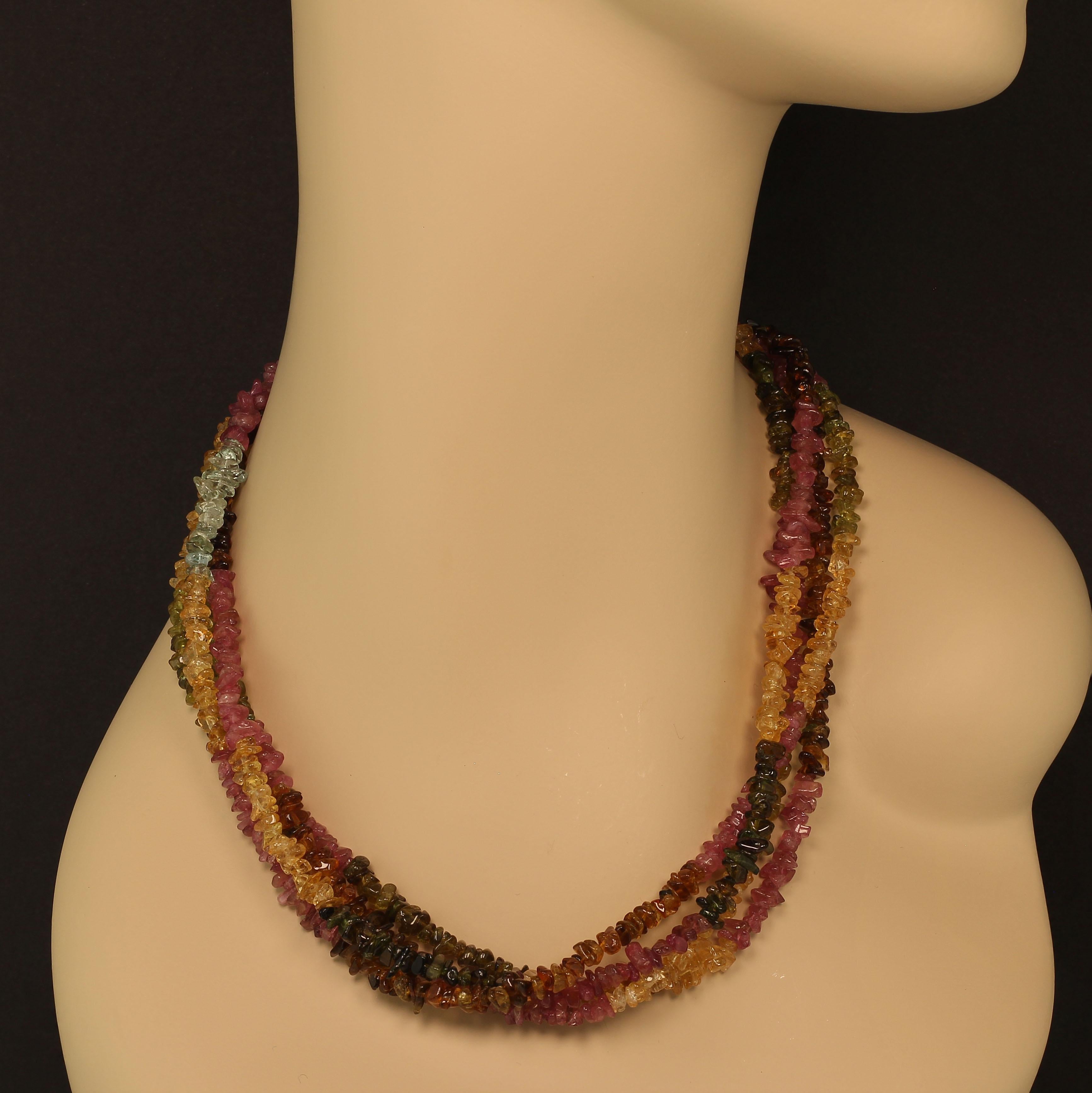 Women's AJD Double-Strand Necklace of Sparkling Multi-Color Tourmaline