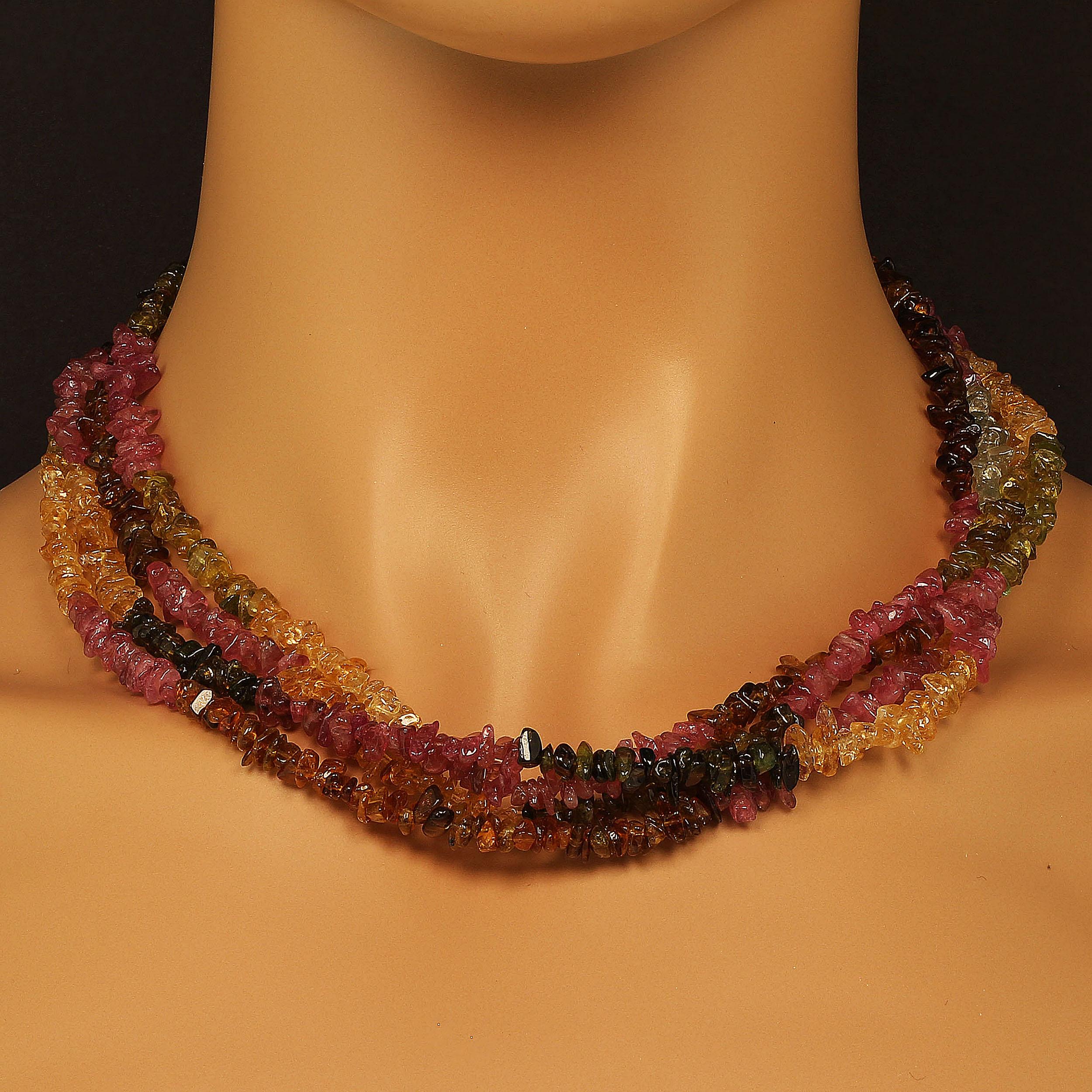 Artisan AJD Double-Strand Necklace of Sparkling Multi-Color Tourmaline