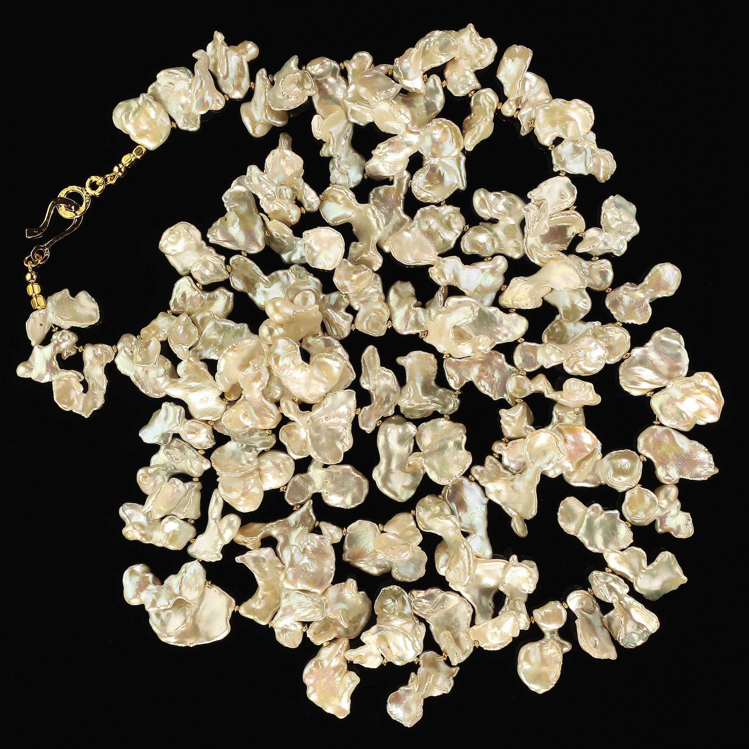 Elegant White Keshi Pearl Necklace June Birthstone In New Condition In Raleigh, NC