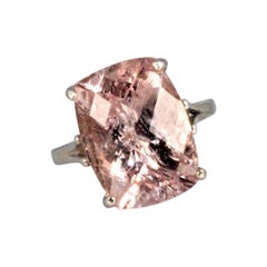 Gemjunky 8.4 Ct Natural Clear Pink Morganite Sterling Silver Ring