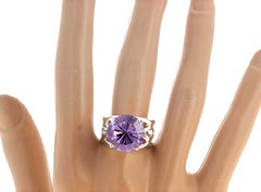 AJD AMAZING 7.95Ct. Fantasy Cut Natural Amethyst Sterling Silver Ring
