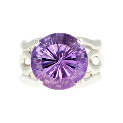 AJD AMAZING 7,95 carats Bague fantaisie en argent sterling avec améthyste naturelle taillée