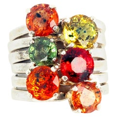 AJD Candy Collect, Stackable Multi-Color Songia Sapphires Silver Rings