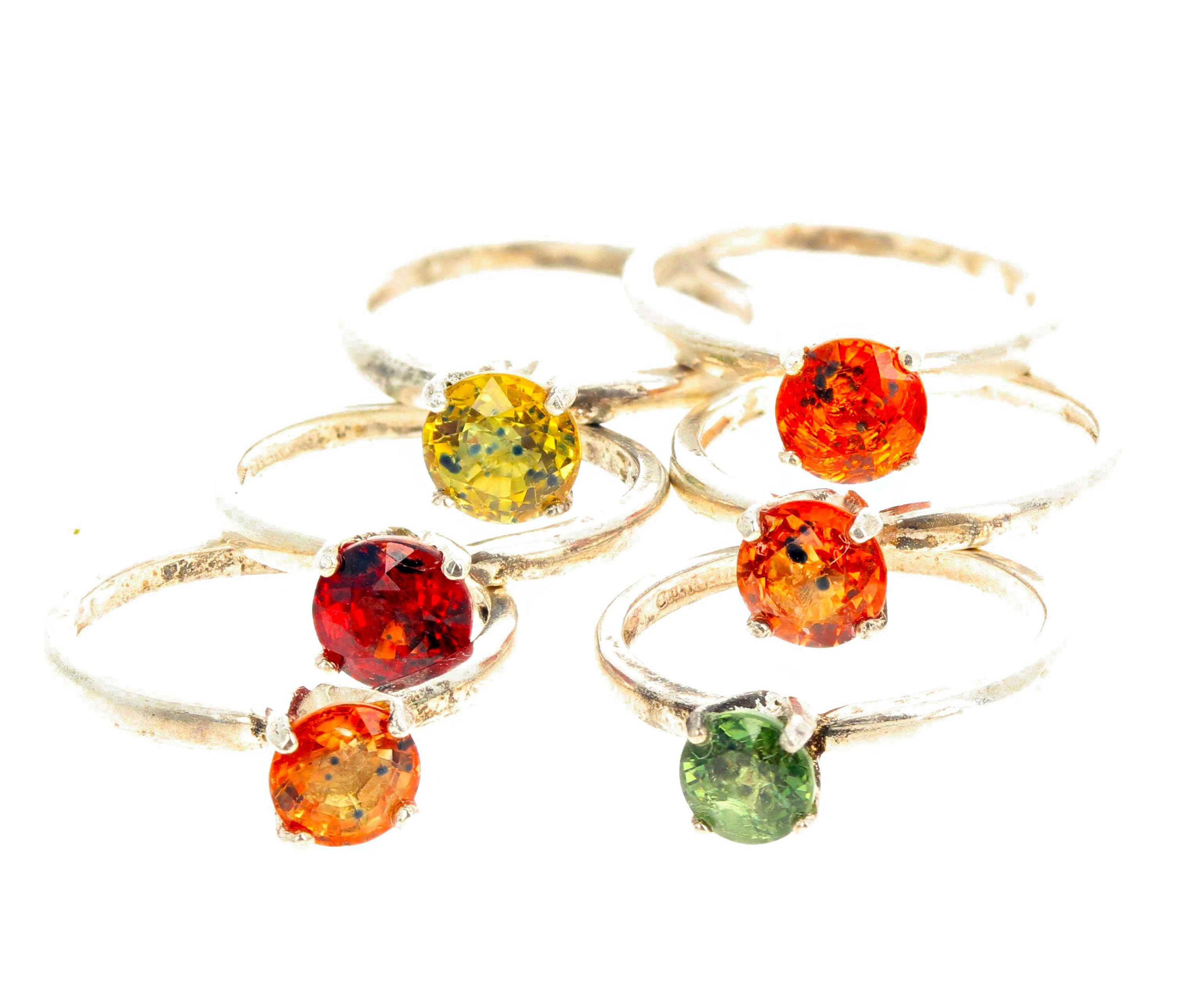 AJD Candy Collect, Stackable Multi-Color Songia Sapphires Silver Rings 7