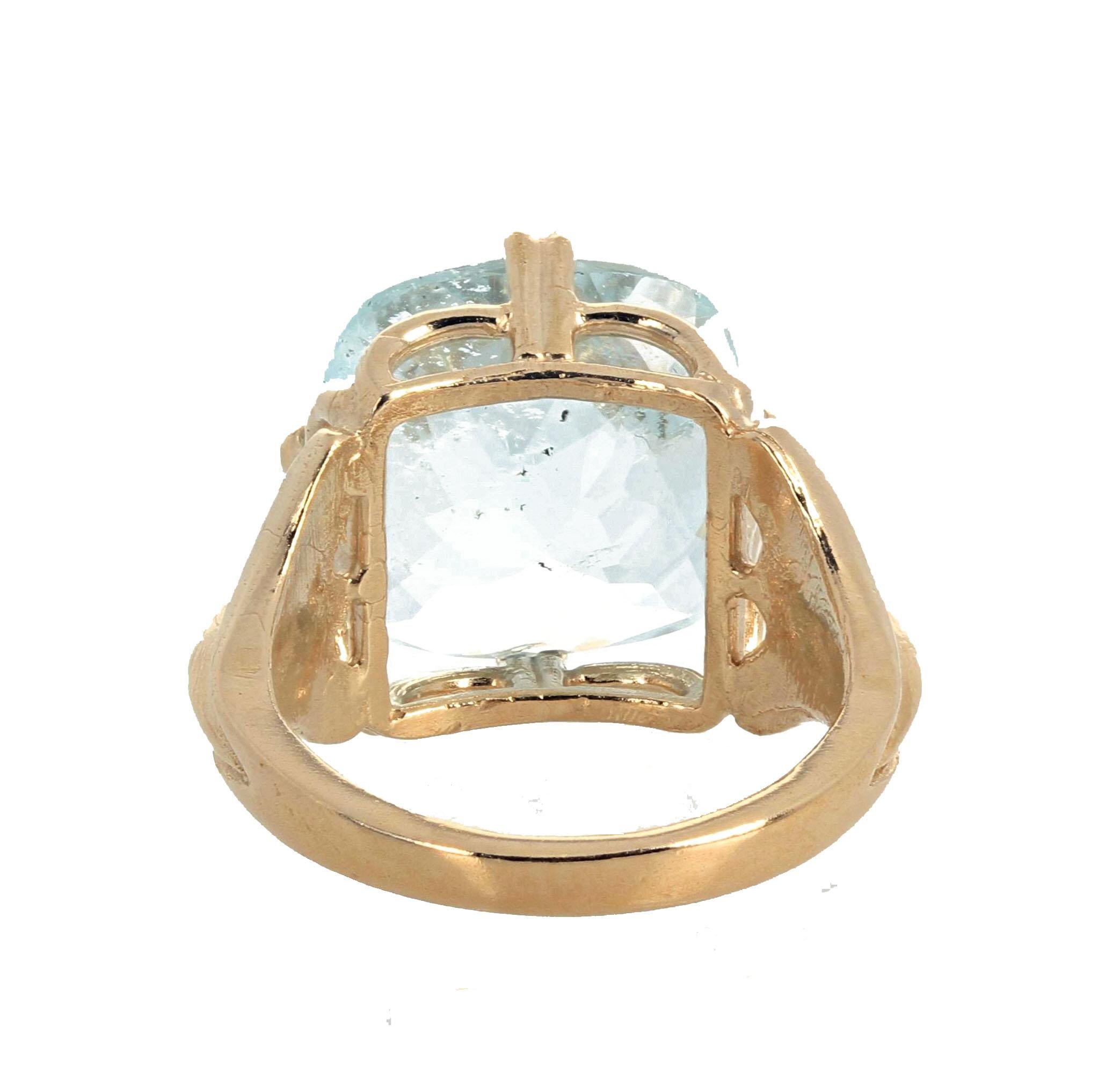 Gemjunky Classic Beautiful Solitaire Ct. Sparkling Aquamarine 14 Karat Gold Ring 1