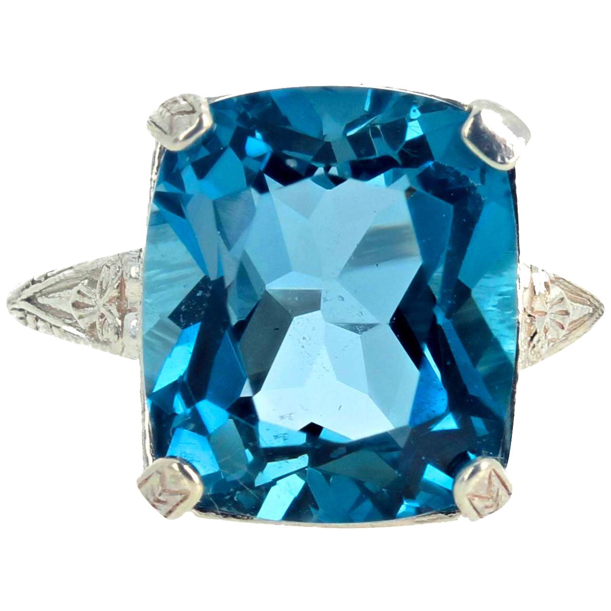 Gemjunky "Congratulations Collection" Stunning Intense London Blue Topaz Ring