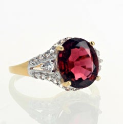 AJD Brilliant Natural Stunning 4 Ct. Red Zircon & Diamonds Gorgeous Ring