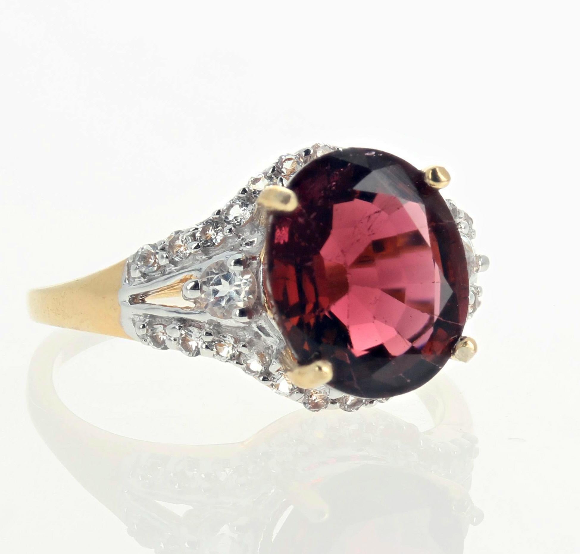 AJD Brilliant Natural Stunning 4 Ct. Superbe bague en zircon rouge et diamants Neuf à Raleigh, NC