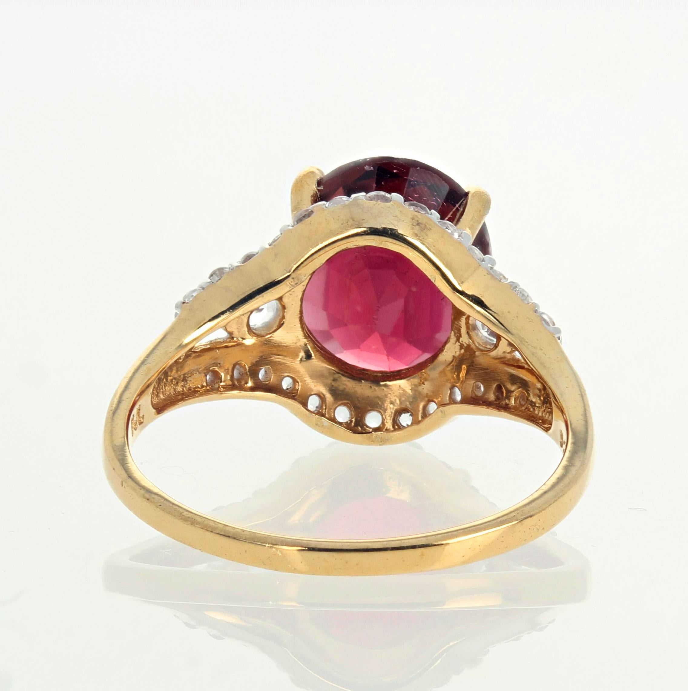  AJD Brilliant Natural Stunning 4 Ct. Superbe bague en zircon rouge et diamants Unisexe 