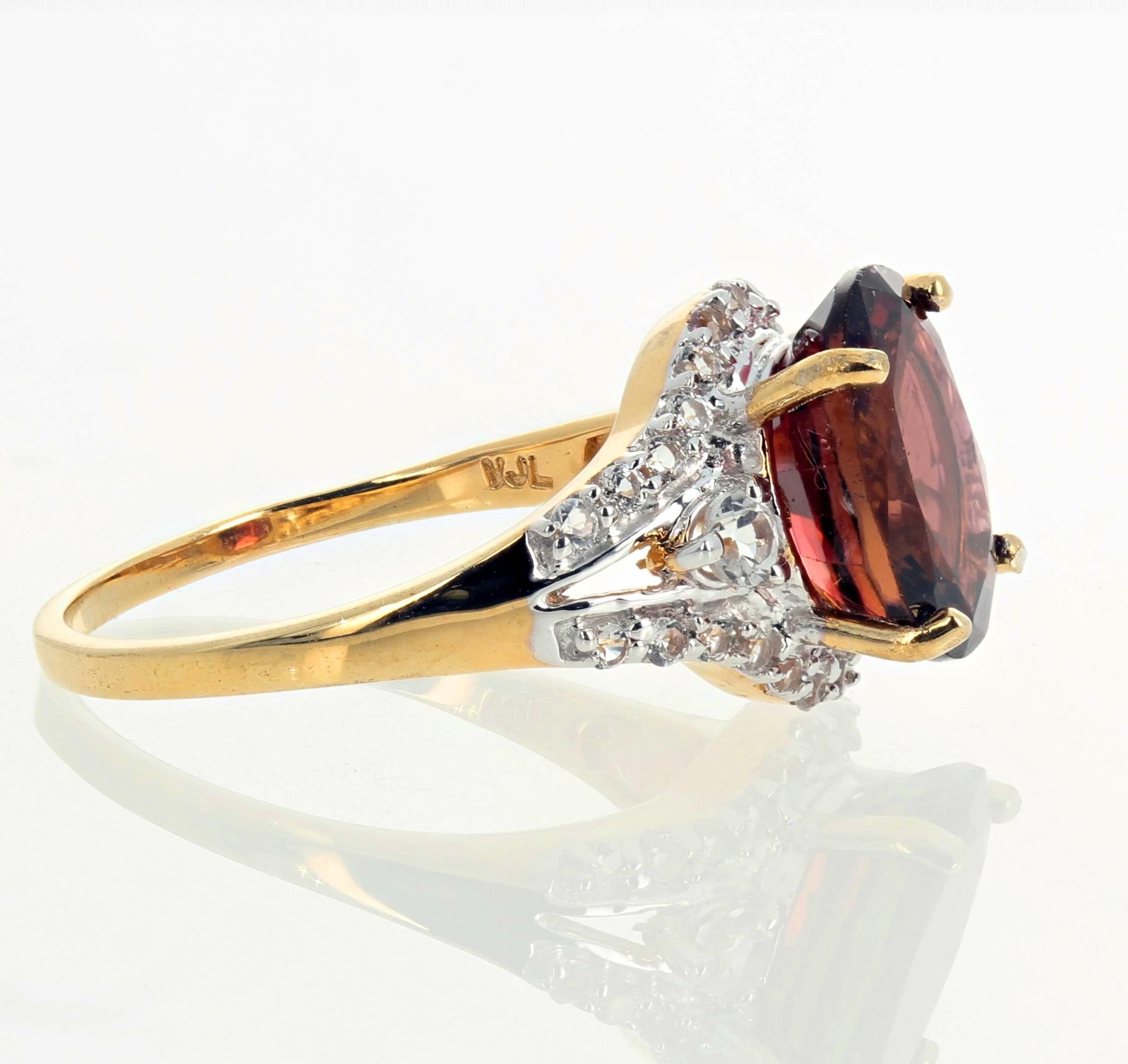 AJD Brilliant Natural Stunning 4 Ct. Superbe bague en zircon rouge et diamants 1