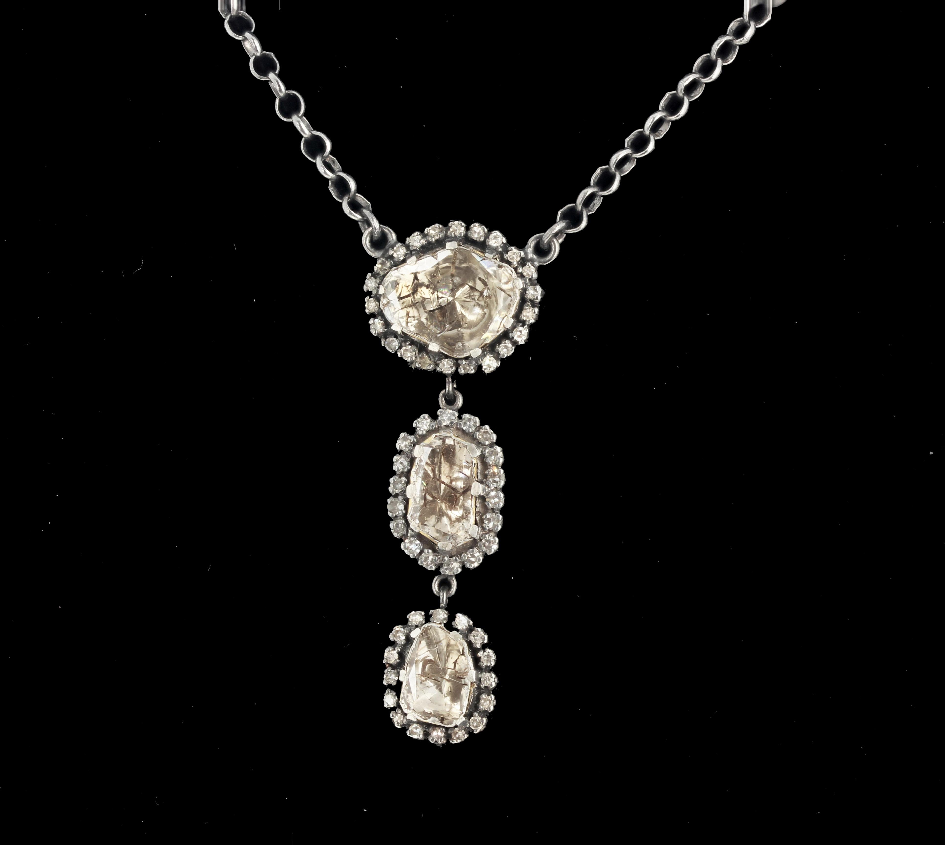Gemjunky Diamond Rock Dangle Glittery Pendant In New Condition In Raleigh, NC