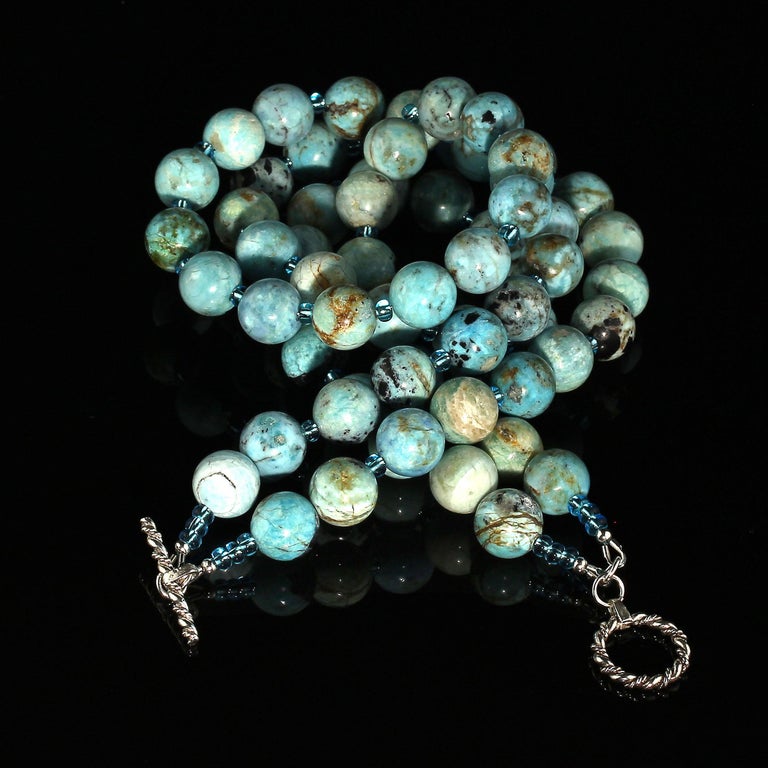 Gemjunky Double Strand Blue Opal and Czech Bead Necklace at 1stDibs
